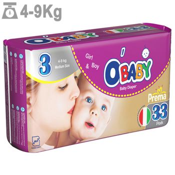 پوشک او بیبی سایز 3 بسته 33 عددی