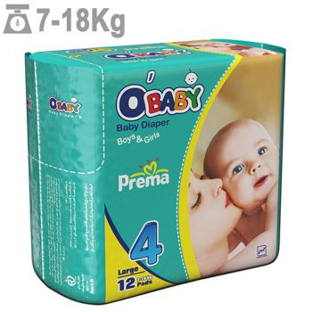پوشک او بیبی سایز 4 بسته 12 عددی