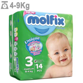 پوشک مولفیکس سایز 3 بسته 14 عددی