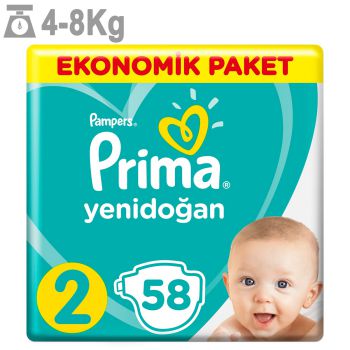 پوشک پریما سایز 2 بسته 58 عددی