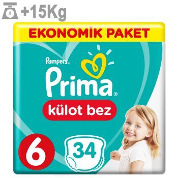 پوشک شورتی پریما سایز 6 بسته 34 عددی