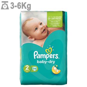 پوشک پمپرز مدل Baby Dry سایز 2 بسته 58 عددی
