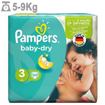 پوشک پمپرز مدل Baby Dry سایز 3 بسته 30 عددی