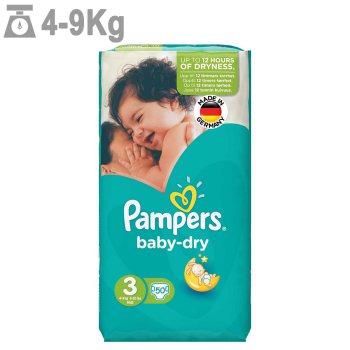 پوشک پمپرز مدل Baby Dry سایز 3 بسته 50 عددی
